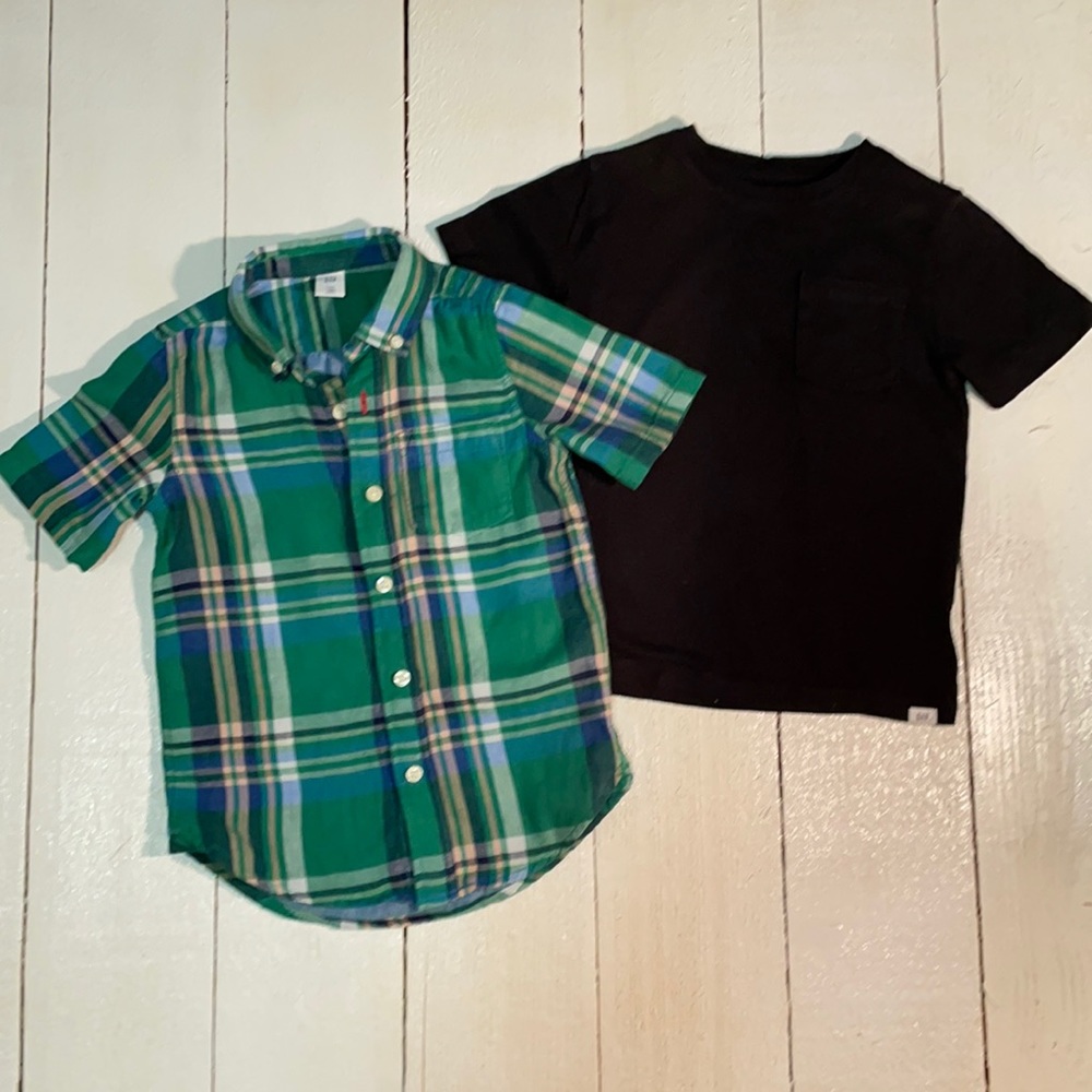 Baby Gap Boys Toddler Size 5 Plaid Shirt & T-Shirt